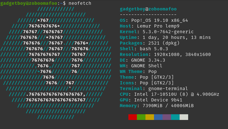 neofetch on my System76 Lemur Pro
