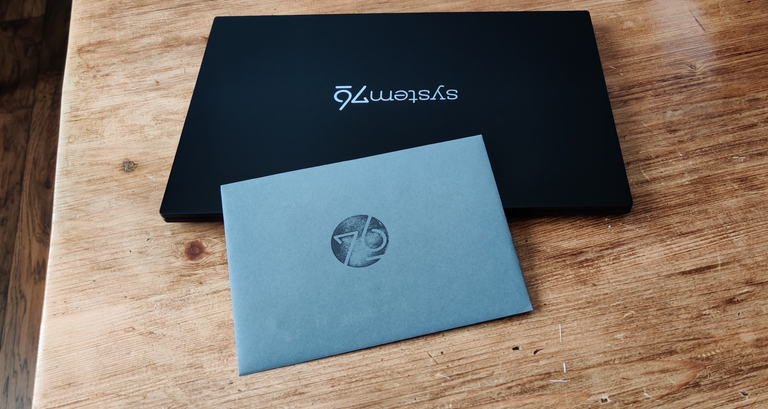 Lemur Pro with System76 branded envelope