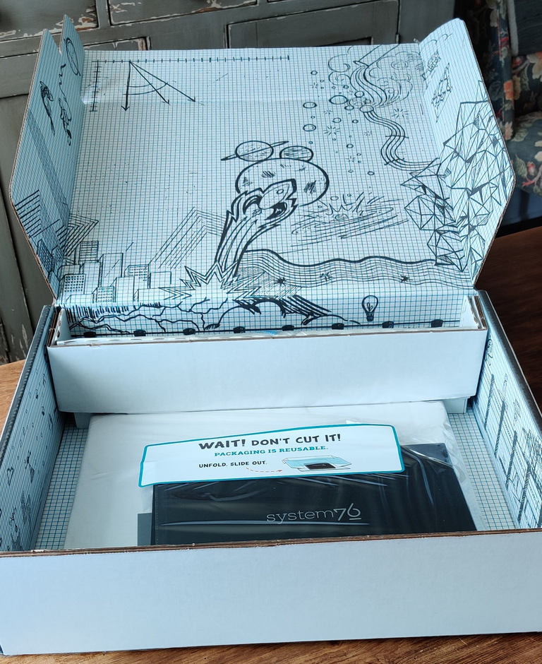 System76 inside box cover with Lemur Pro
