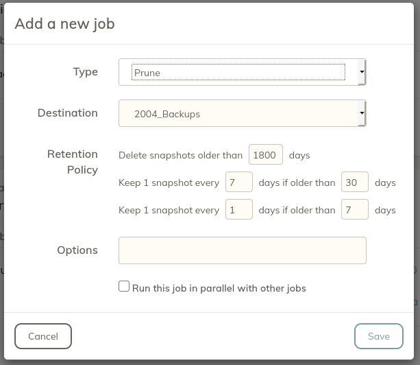 Duplicacy Prune Job Setup