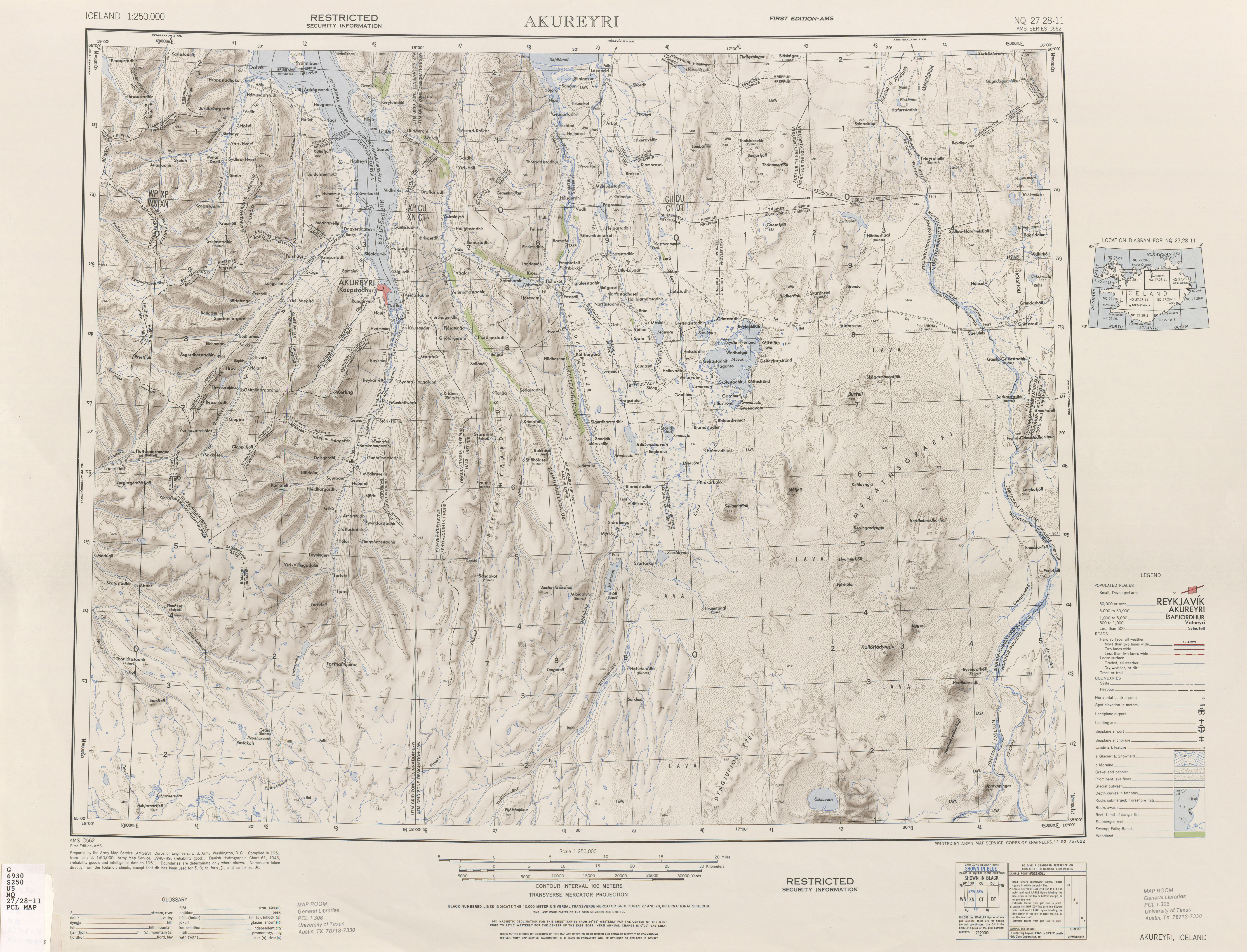 A topographic map of Akureyri, Iceland